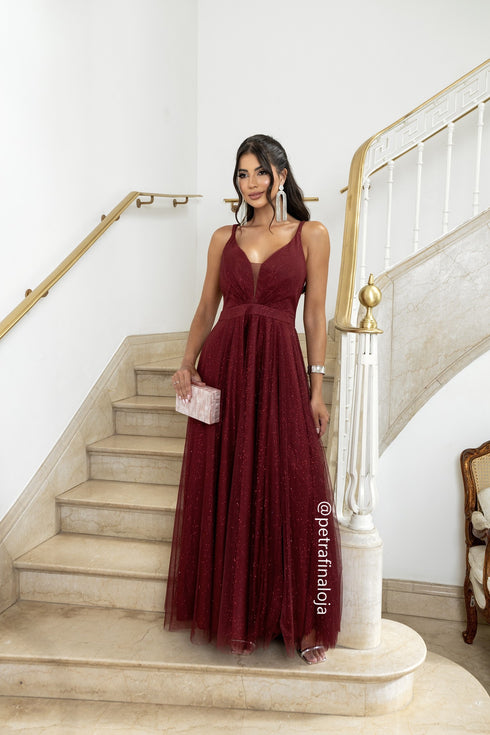 Vestido de alcinha PETRA FINA MARSALA P
